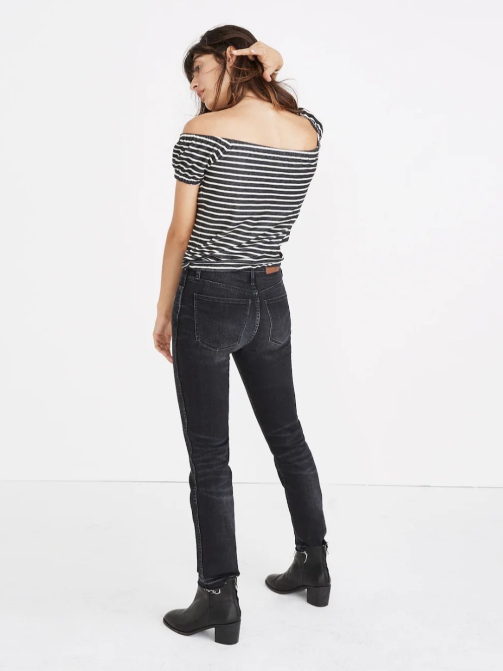 🔹 Madewell Melody Striped Off-Shoulder Women's Top size Medium - Picture 3 of 6